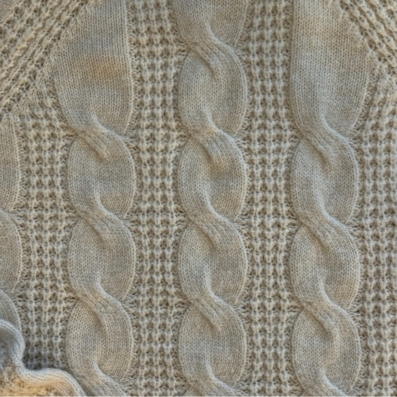 J. Crew Cable Knit Sweater Mock Neck Cream S Cozy Snow Day Cabincore Like New - Picture 6 of 9